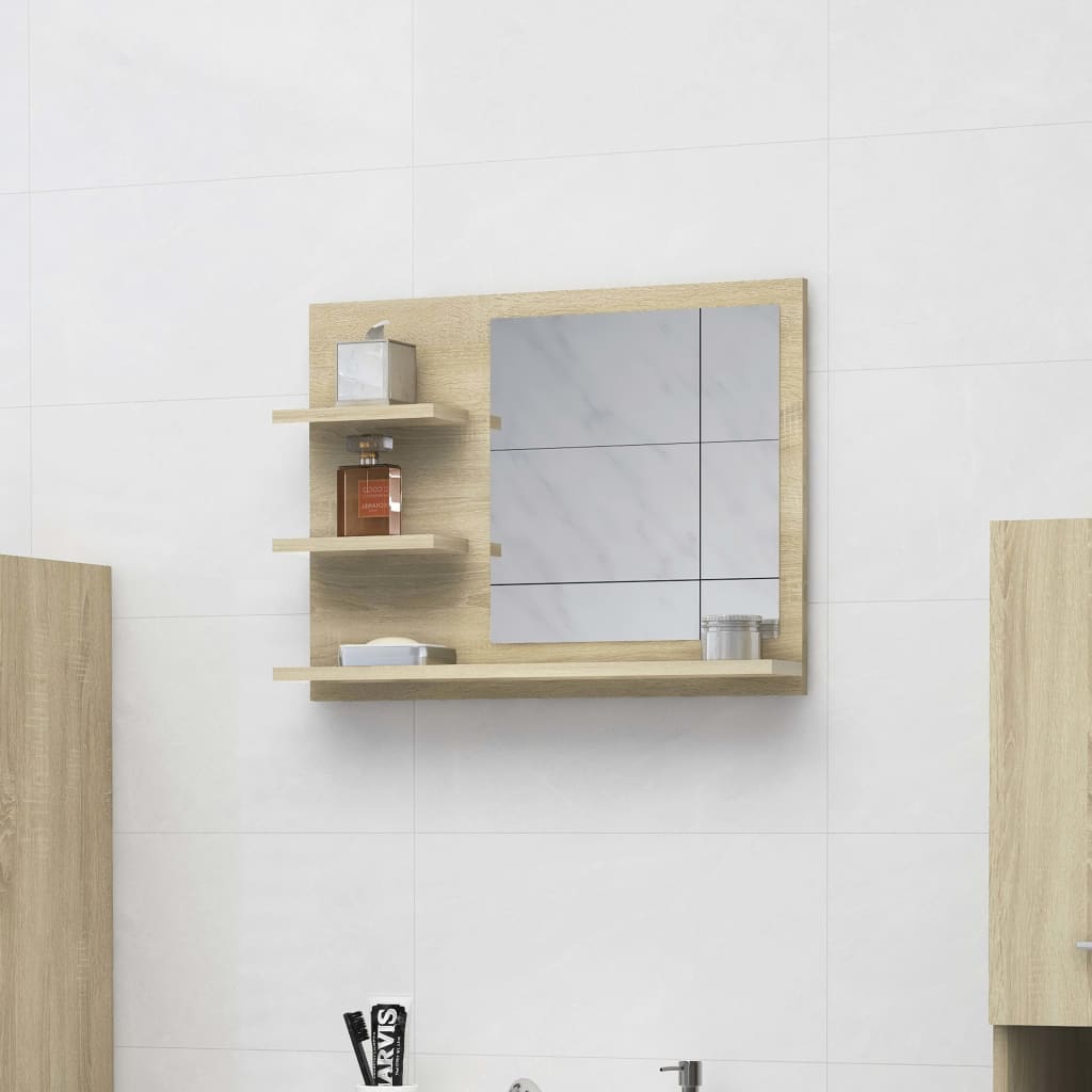 vidaXL Kúpeľňové zrkadlo dub sonoma 60x10,5x45 cm drevotrieska