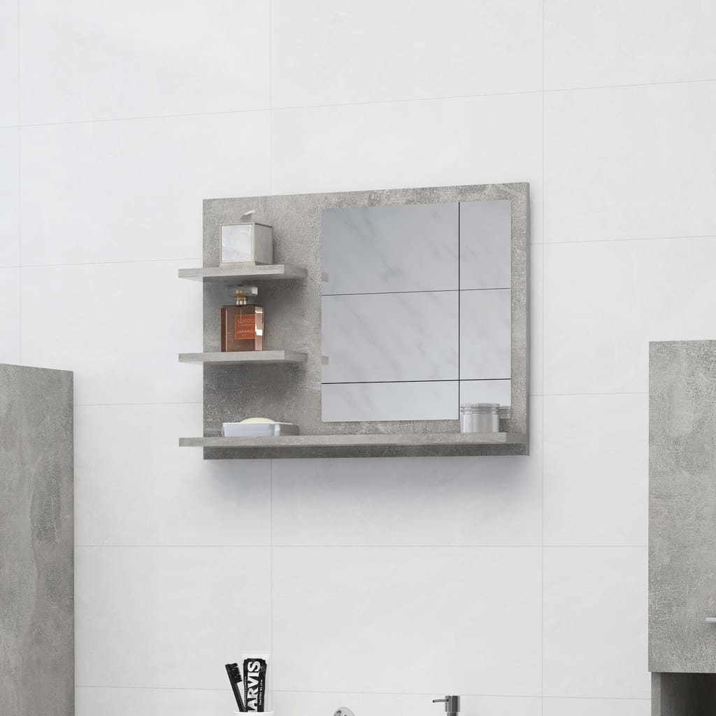 vidaXL Kúpeľňové zrkadlo betónové sivé 60x10,5x45 cm drevotrieska