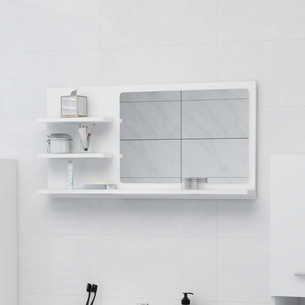 vidaXL Kúpeľňové zrkadlo biele 90x10,5x45 cm drevotrieska