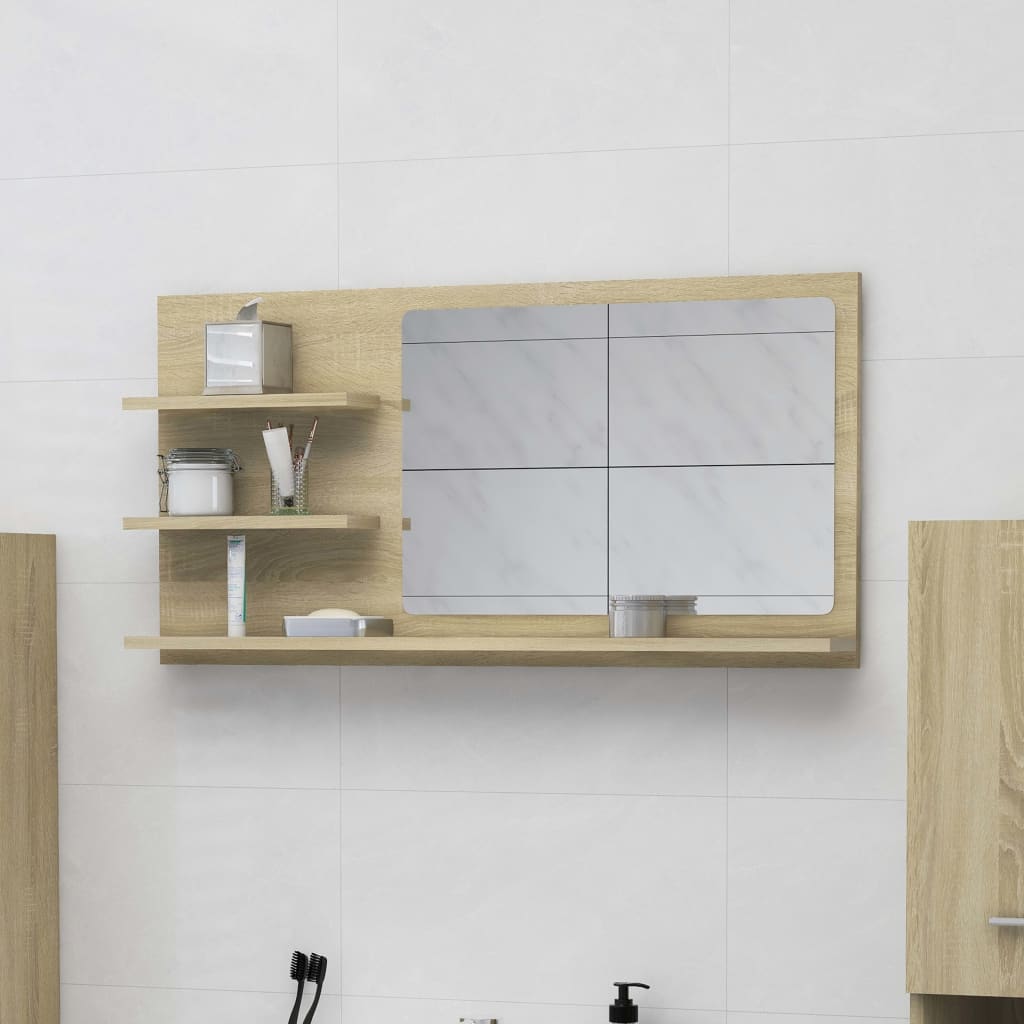 vidaXL Kúpeľňové zrkadlo dub sonoma 90x10,5x45 cm drevotrieska