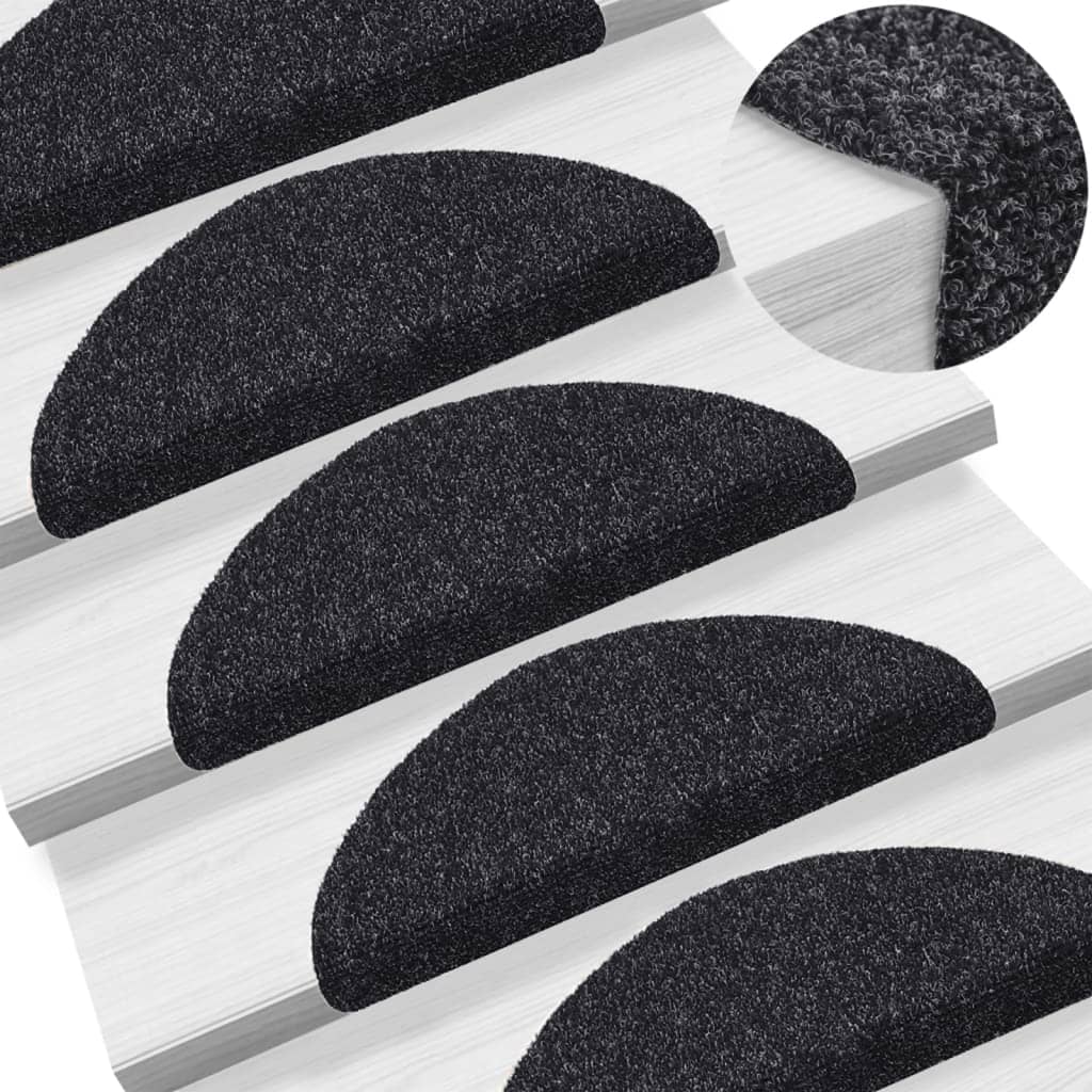 vidaXL Samolepiace nášľapy na schody 10 ks čierne 54x16x4 cm vpichovaná textília  