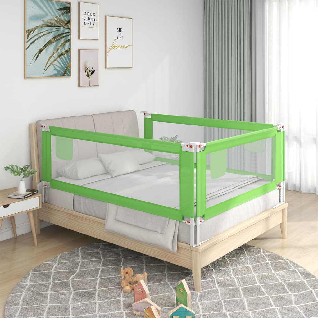 vidaXL Zábrana na detskú posteľ zelená 140x25 cm látka