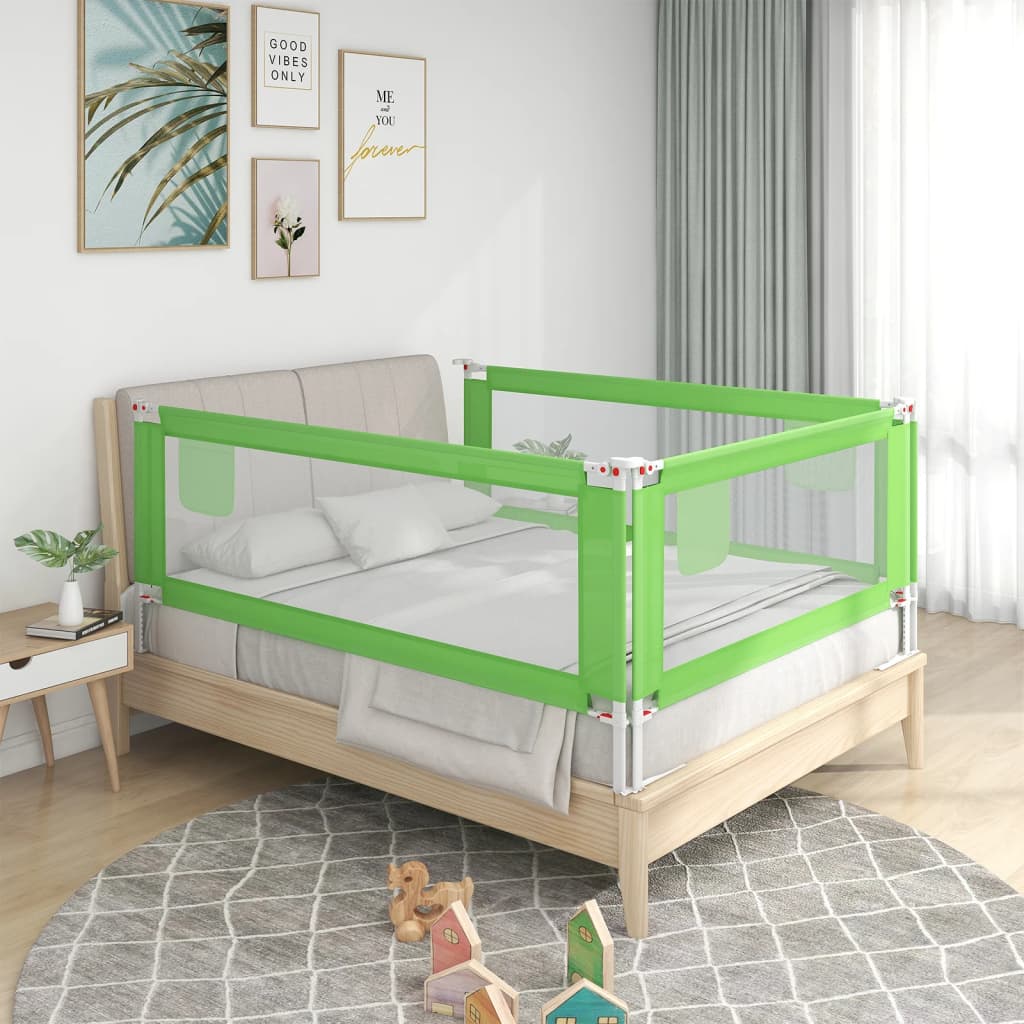 vidaXL Zábrana na detskú posteľ zelená 190x25 cm látka