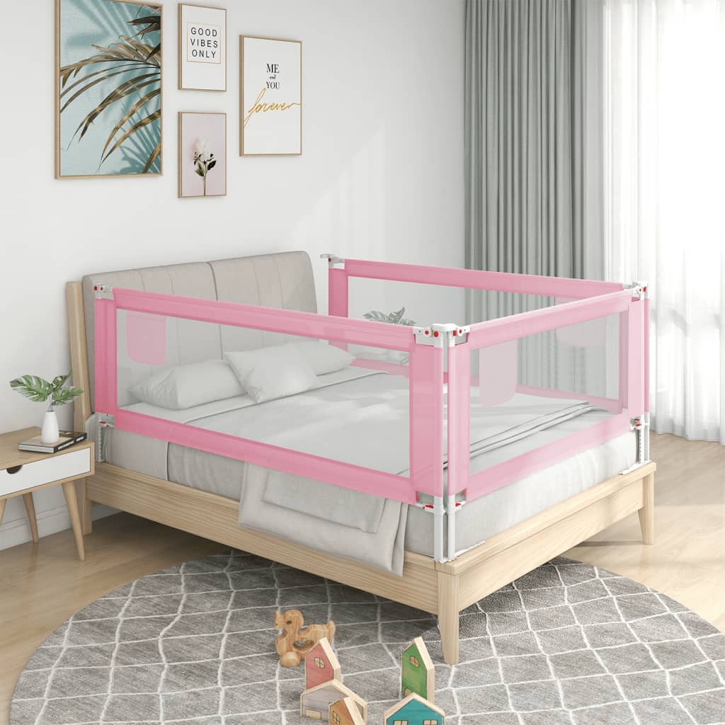 vidaXL Zábrana na detskú posteľ ružová 100x25 cm látka
