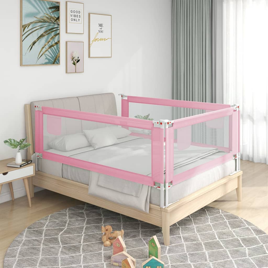 vidaXL Zábrana na detskú posteľ ružová 180x25 cm látka