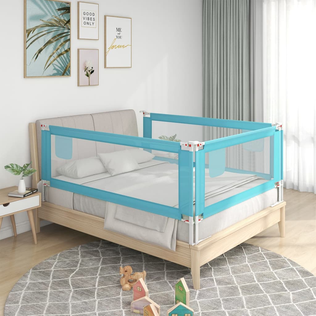 vidaXL Zábrana na detskú posteľ modrá 90x25 cm látka