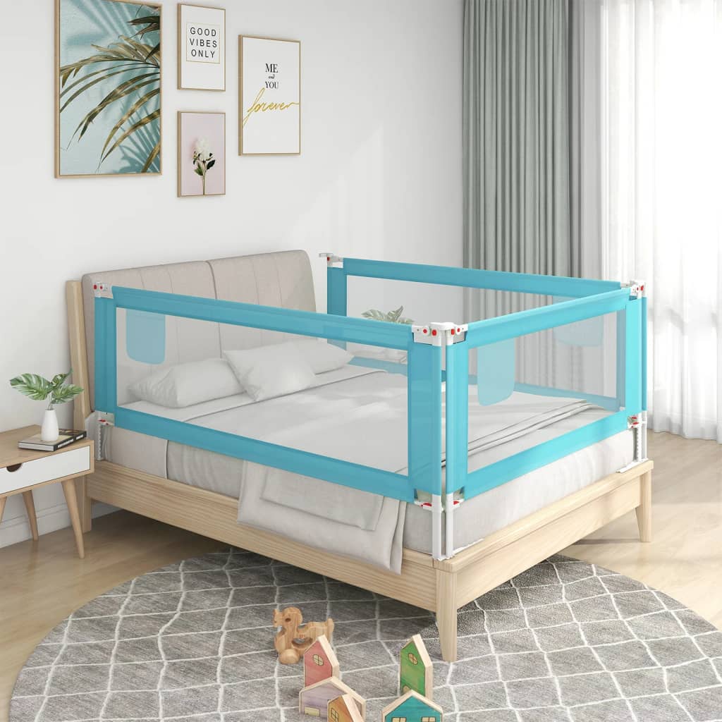 vidaXL Zábrana na detskú posteľ modrá 140x25 cm látka