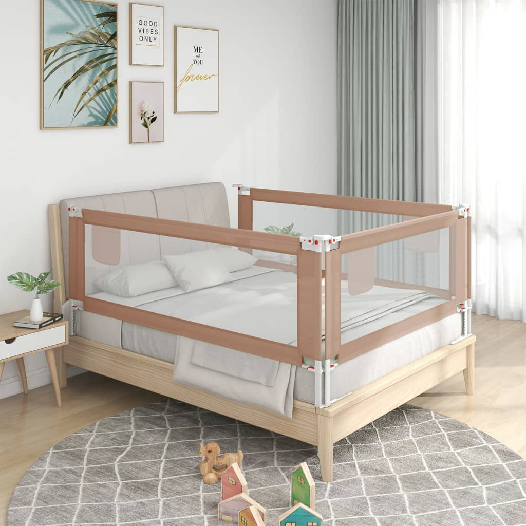 vidaXL Zábrana na detskú posteľ sivohnedá 100x25 cm látka