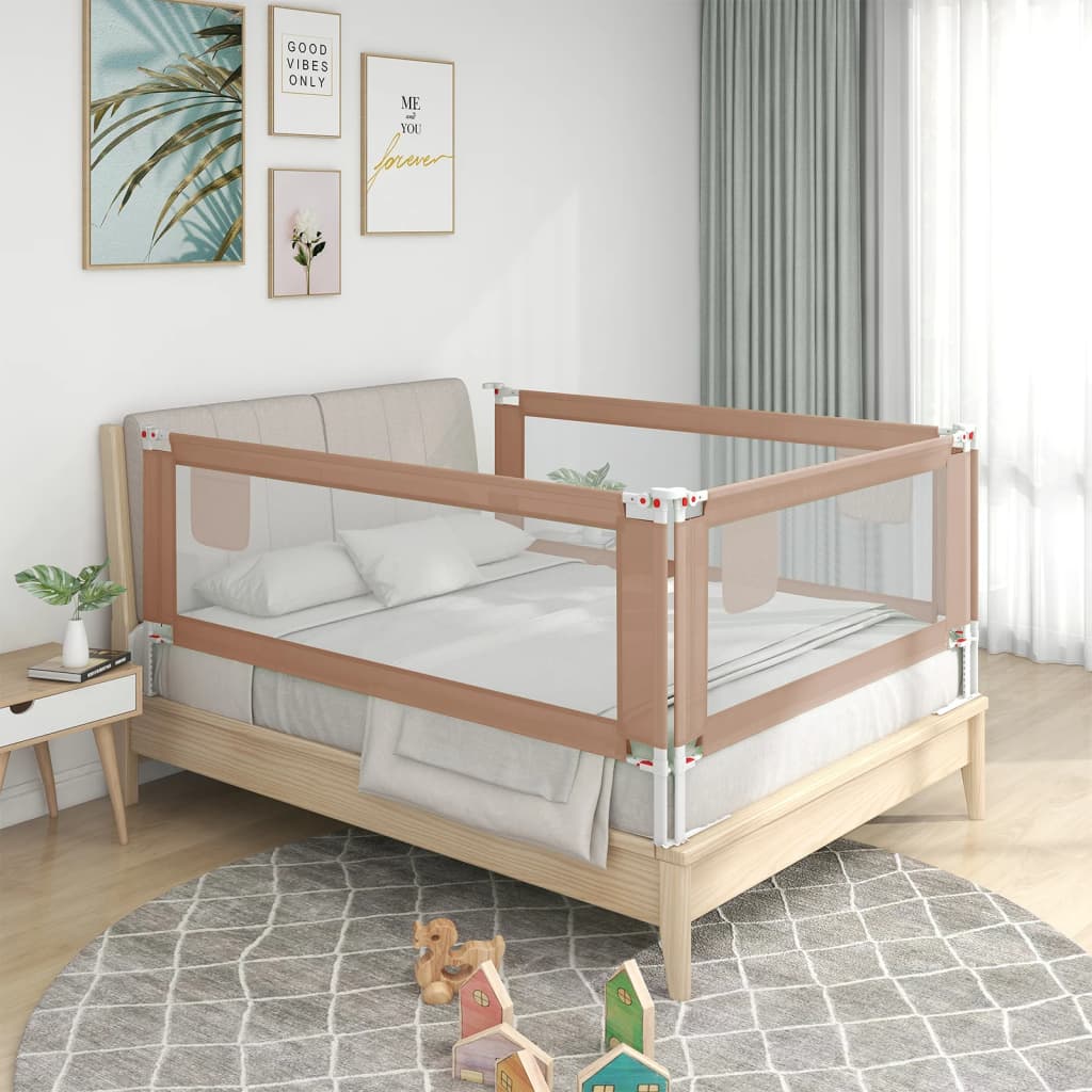 vidaXL Zábrana na detskú posteľ sivohnedá 120x25 cm látka