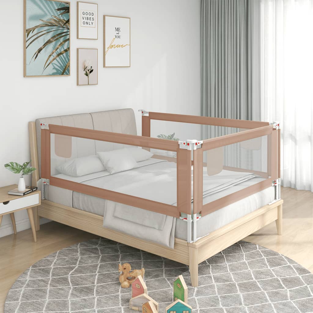 vidaXL Zábrana na detskú posteľ sivohnedá 190x25 cm látka