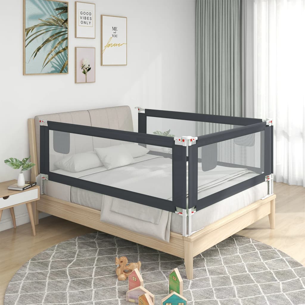 vidaXL Zábrana na detskú posteľ tmavosivá 120x25 cm látka