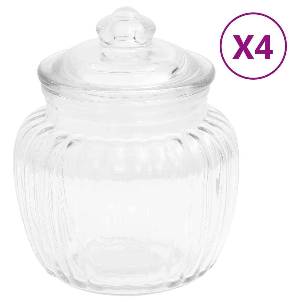 vidaXL Skladovacie poháre 4 ks 500 ml sklenené
