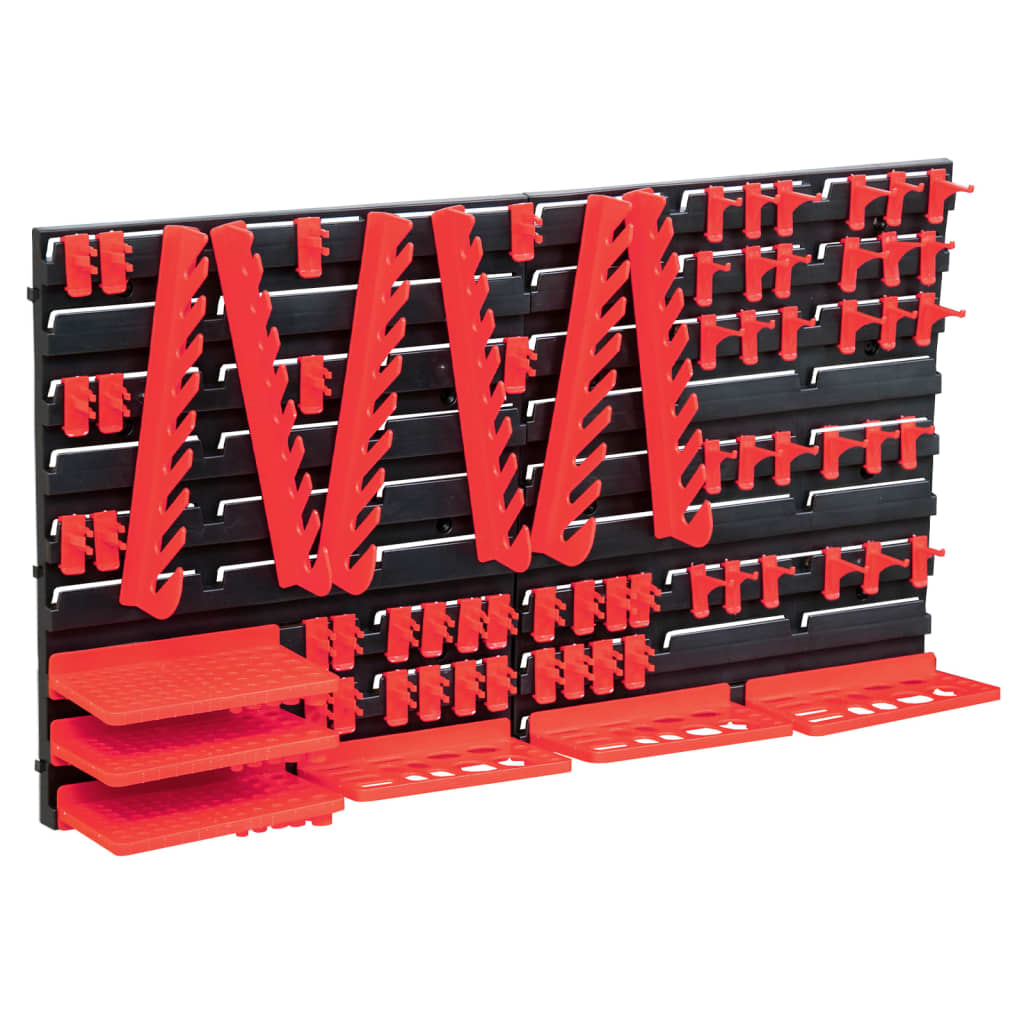 vidaXL 71-dielna úložná súprava s nástennými panelmi červeno-čierna