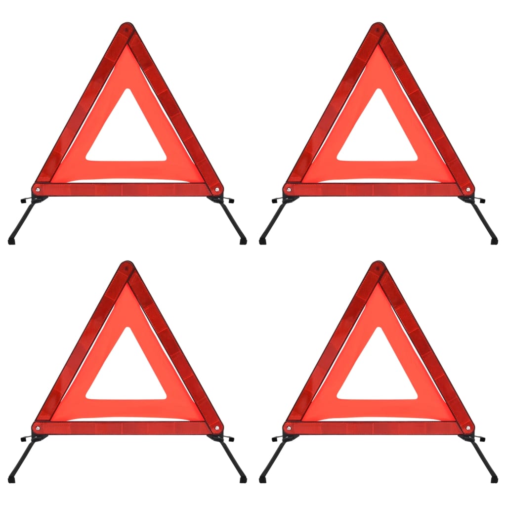 vidaXL Dopravné výstražné trojuholníky 4 ks červené 56,5x36,5x44,5 cm
