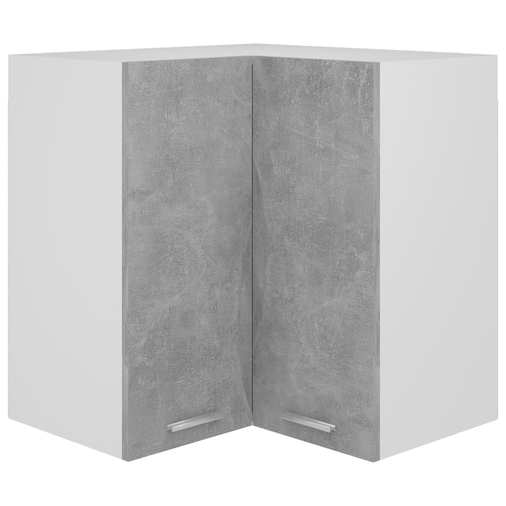 vidaXL Rohová závesná skrinka betónová sivá 57x57x60 cm drevotrieska