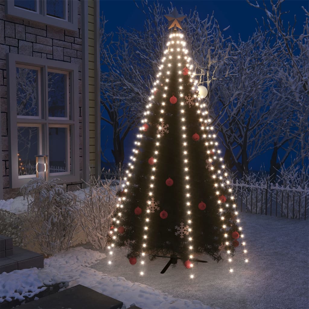 vidaXL Vianočná svetelná reťaz na stromček 300LED studená biela 300cm 