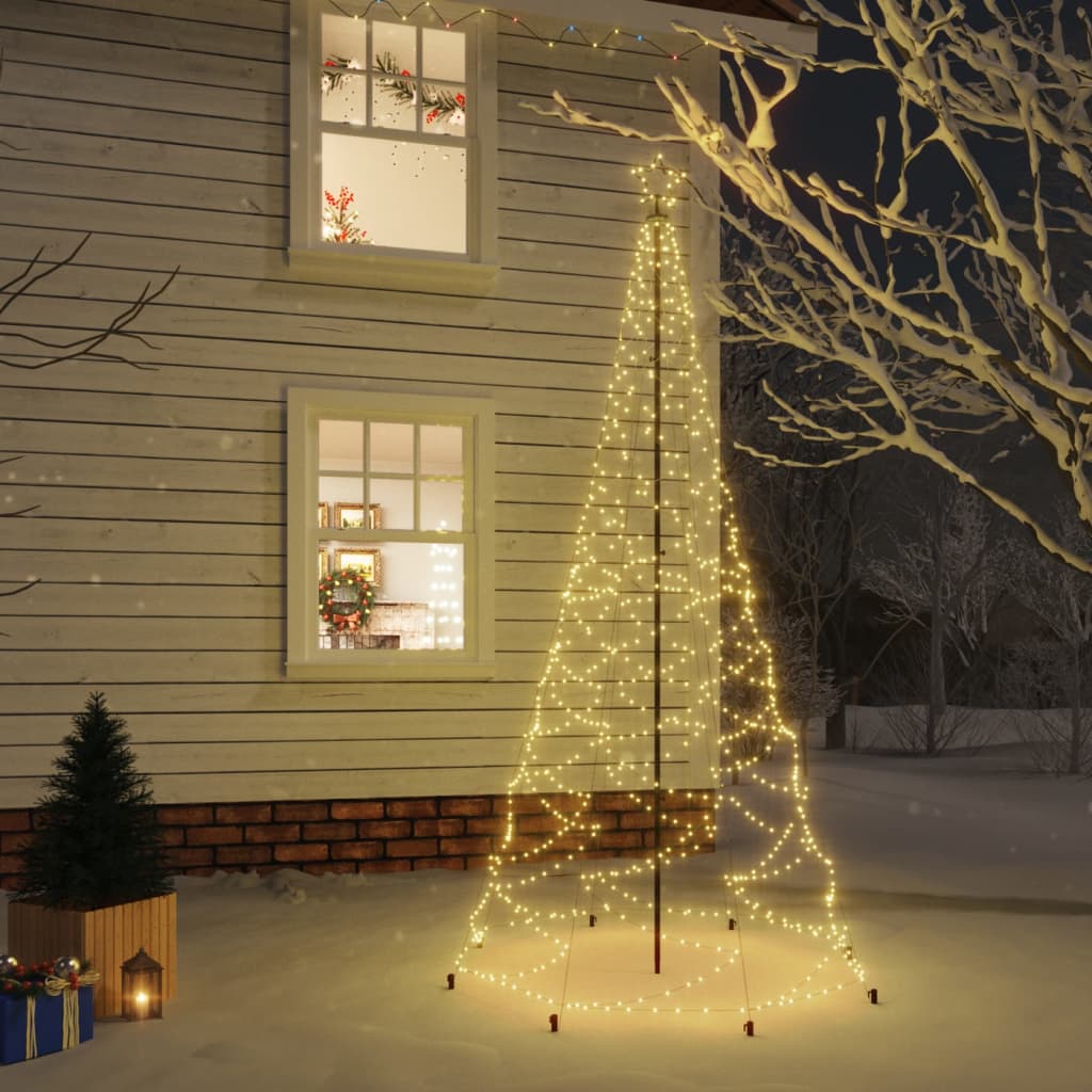 vidaXL Vianočný stromček s kovovou tyčou 500 LED diód teplý biely 3 m