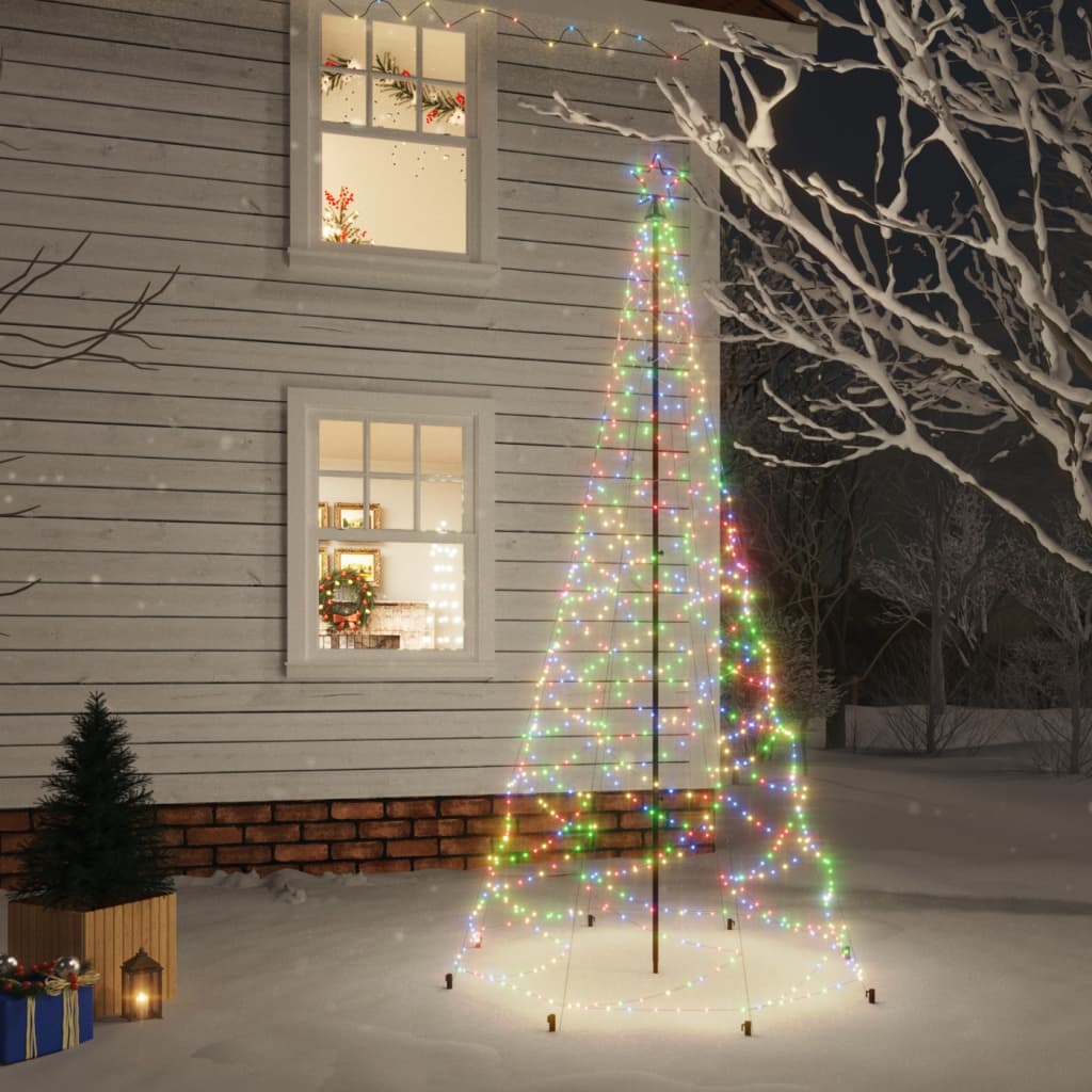 vidaXL Vianočný stromček s kovovou tyčou 500 LED diód farebný 3 m
