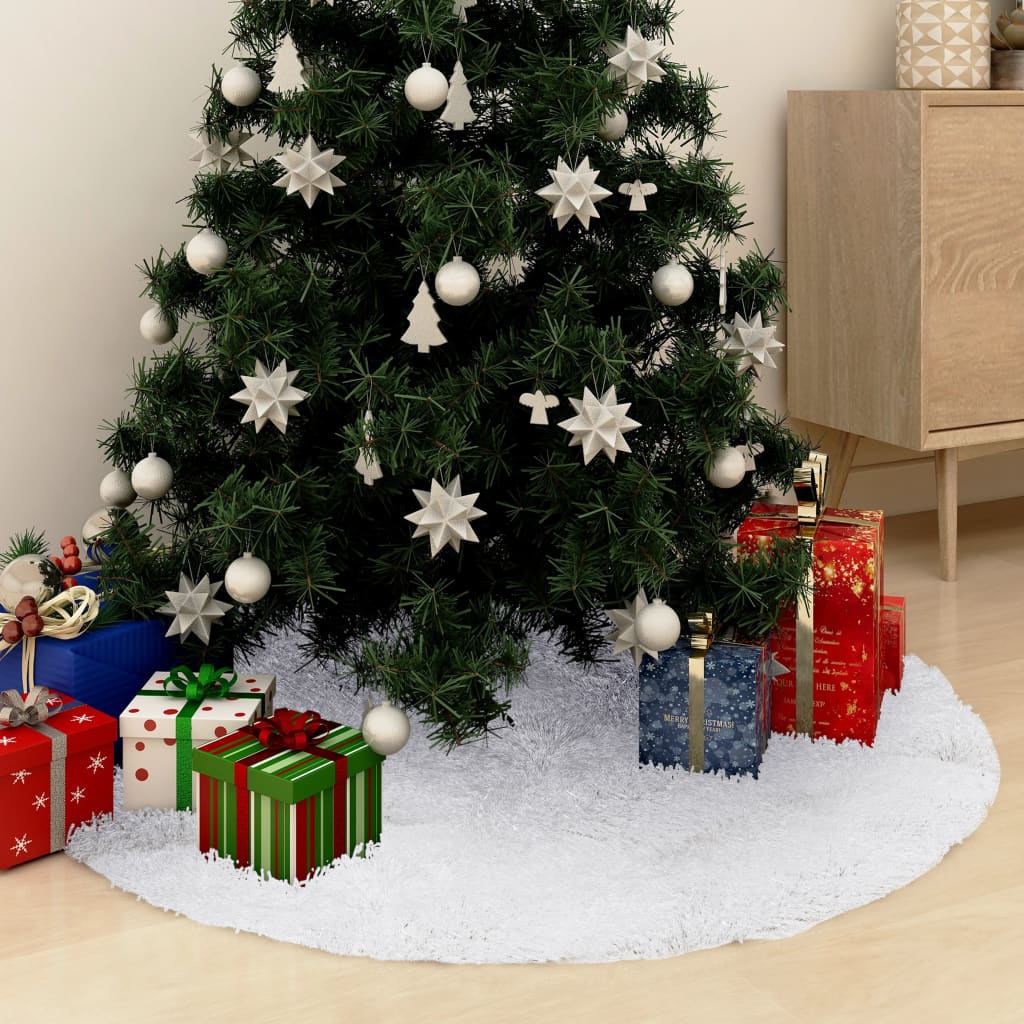 vidaXL Koberec pod vianočný stromček biely 150 cm umelá kožušina