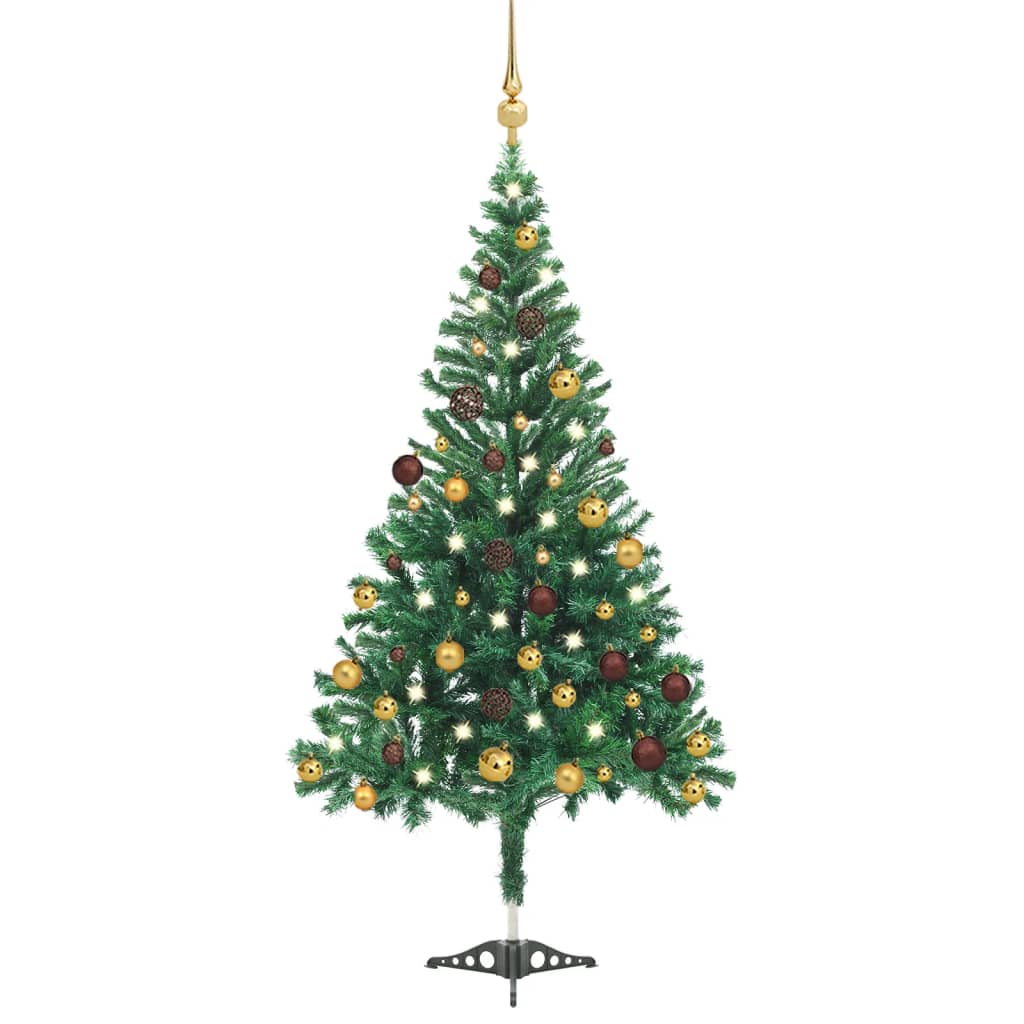 vidaXL Umelý vianočný stromček s LED a sadou gulí 180 cm 564 vetvičiek