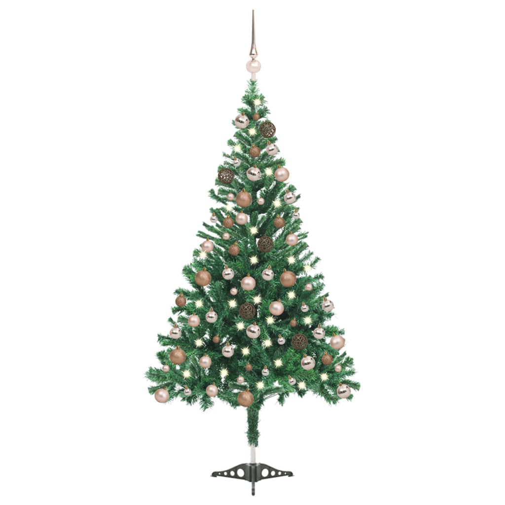 vidaXL Umelý vianočný stromček s LED a sadou gulí 120 cm 230 vetvičiek 