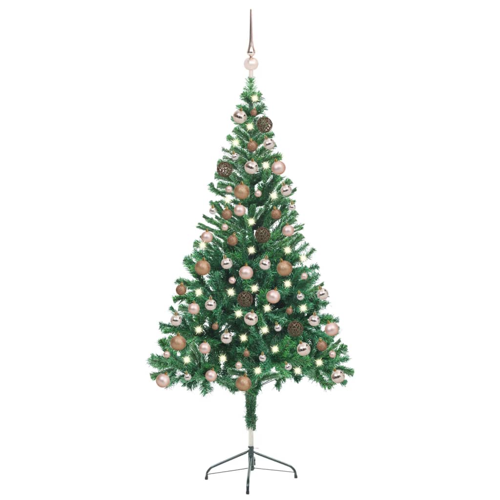 vidaXL Umelý vianočný stromček s LED a sadou gulí 150 cm 380 vetvičiek 