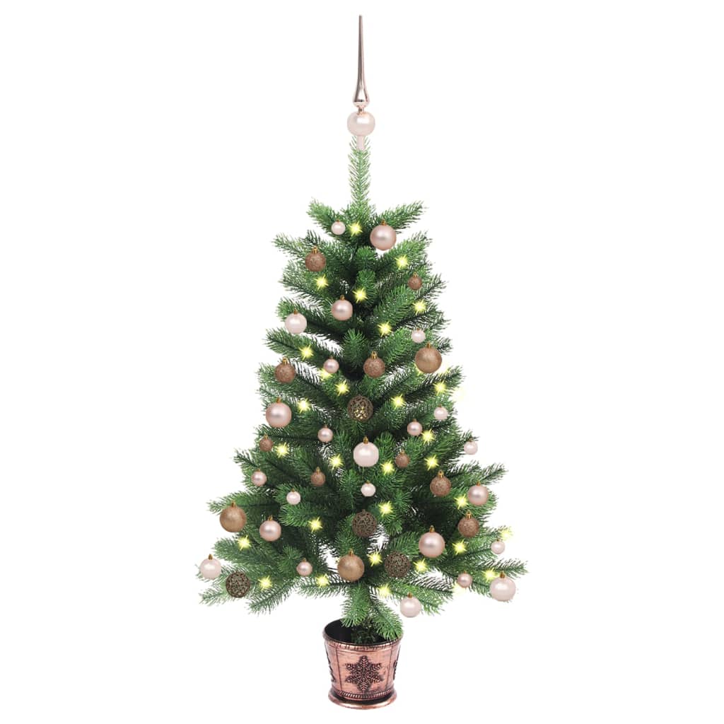 vidaXL Umelý vianočný stromček s LED a súprava gulí 90 cm zelený