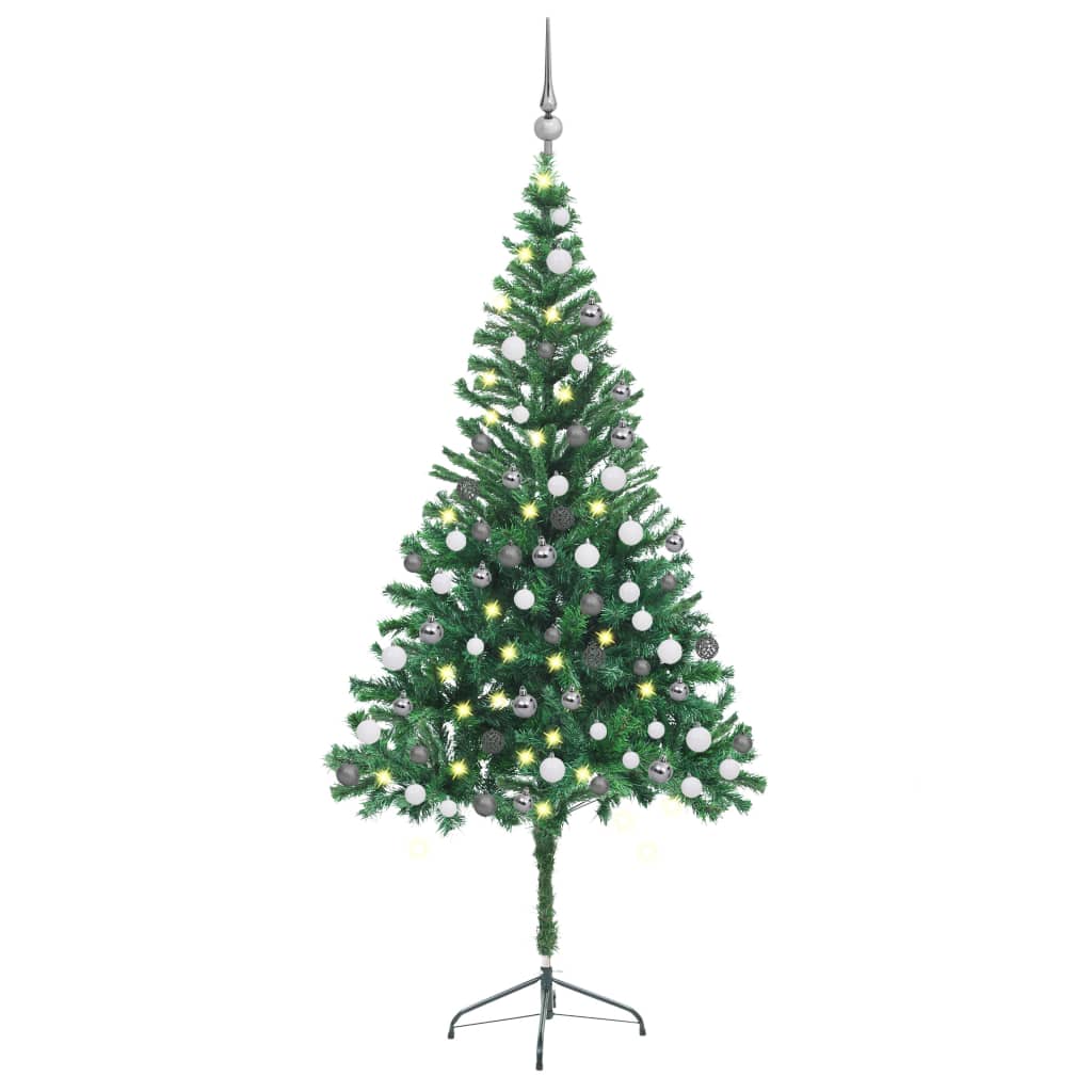 vidaXL Umelý vianočný stromček s LED a sadou gulí 180 cm 564 vetvičiek 