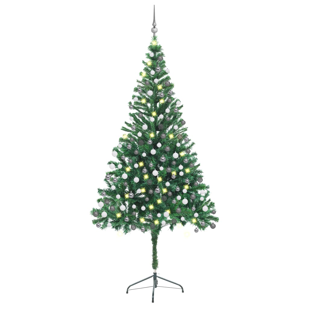 vidaXL Umelý vianočný stromček s LED a sadou gulí 210 cm 910 vetvičiek 