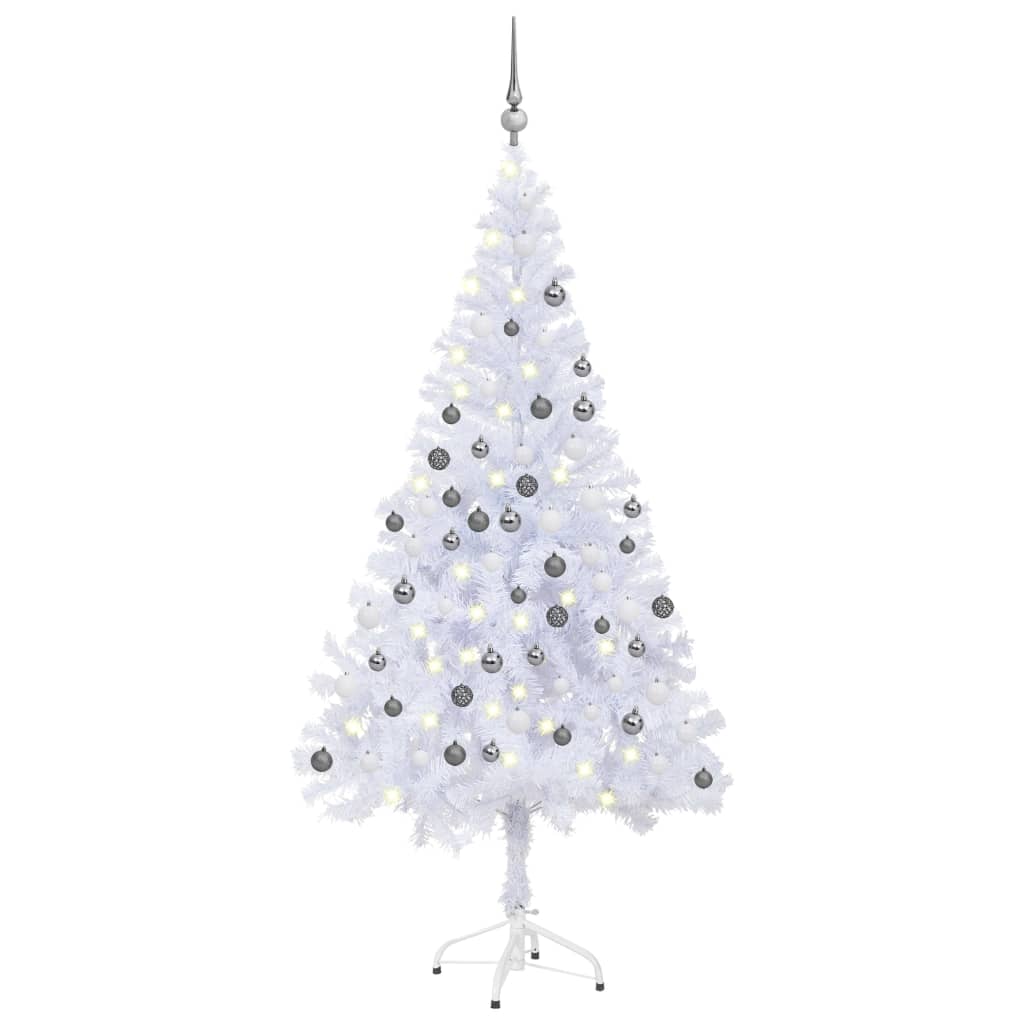 vidaXL Umelý vianočný stromček s LED a sadou gulí 120 cm 230 vetvičiek 