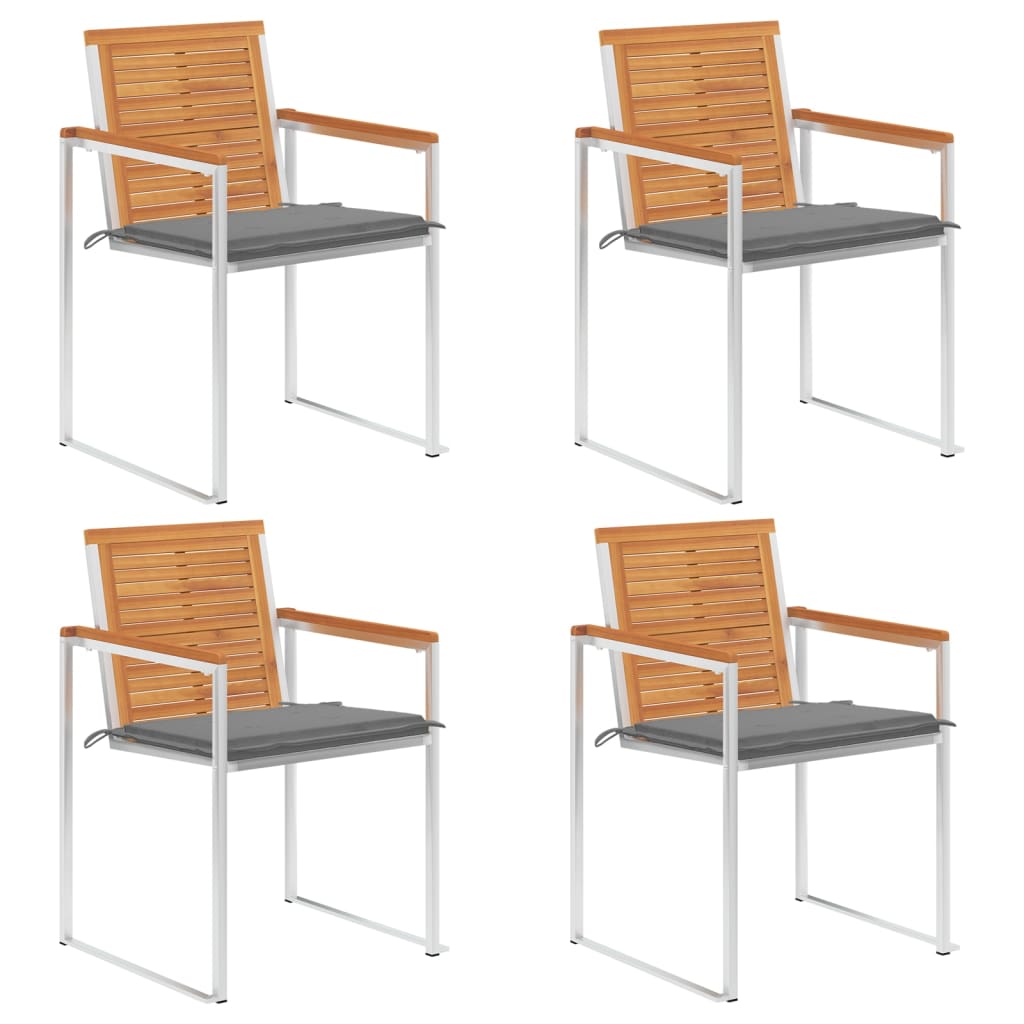 vidaXL Záhradné stoličky 4 ks s podložkami akáciový masív