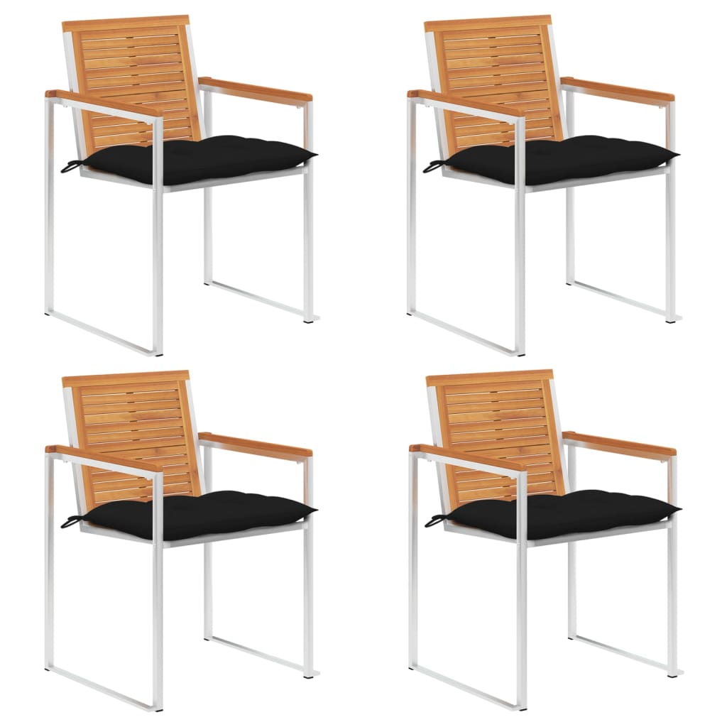 vidaXL Záhradné stoličky 4 ks s podložkami akáciový masív
