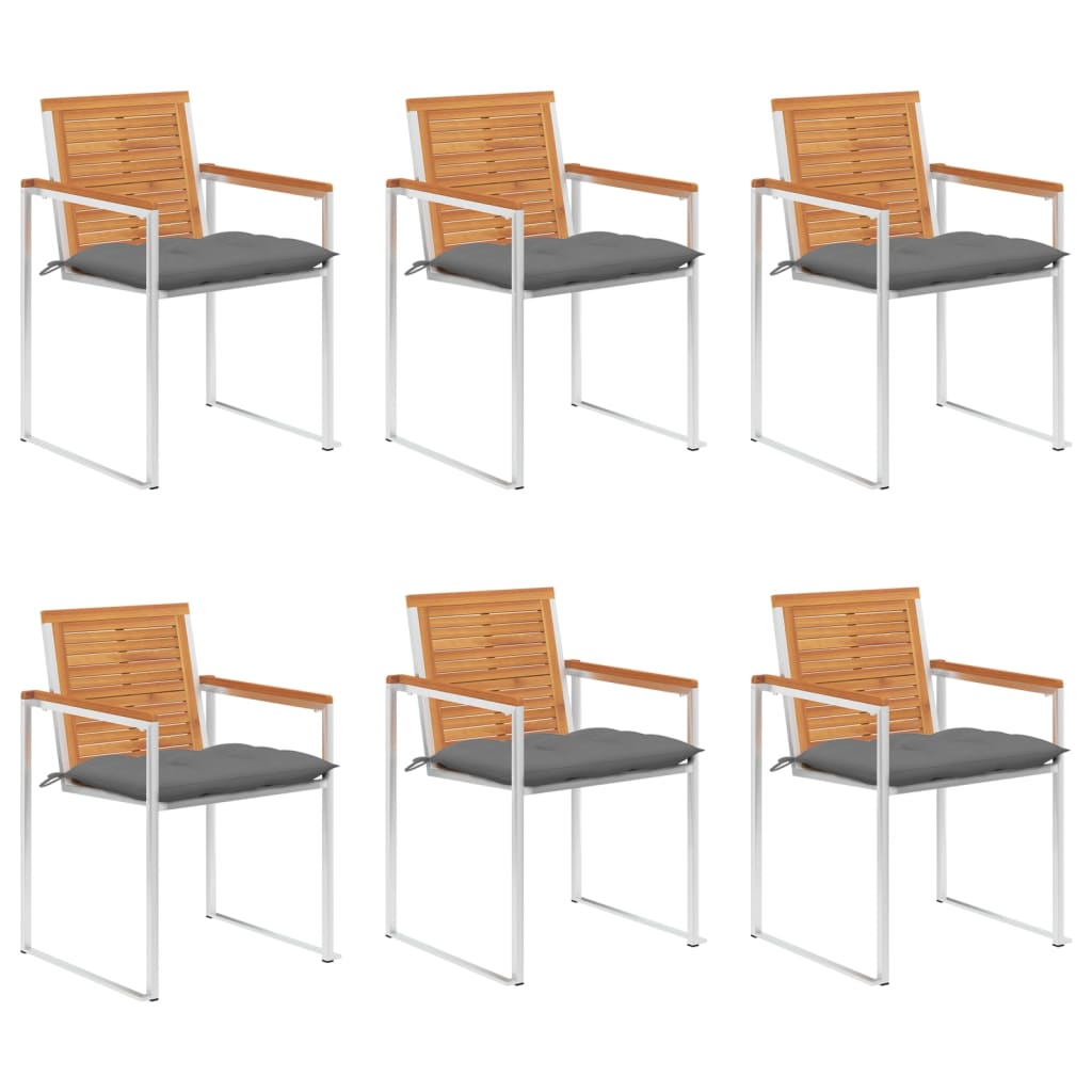 vidaXL Záhradné stoličky 6 ks s podložkami akáciový masív