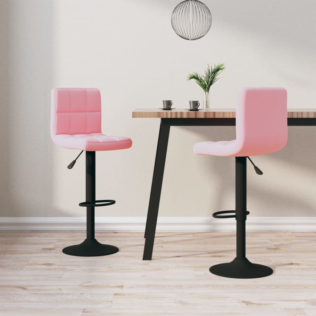 vidaXL Barové stoličky 2 ks, ružové, zamatové 