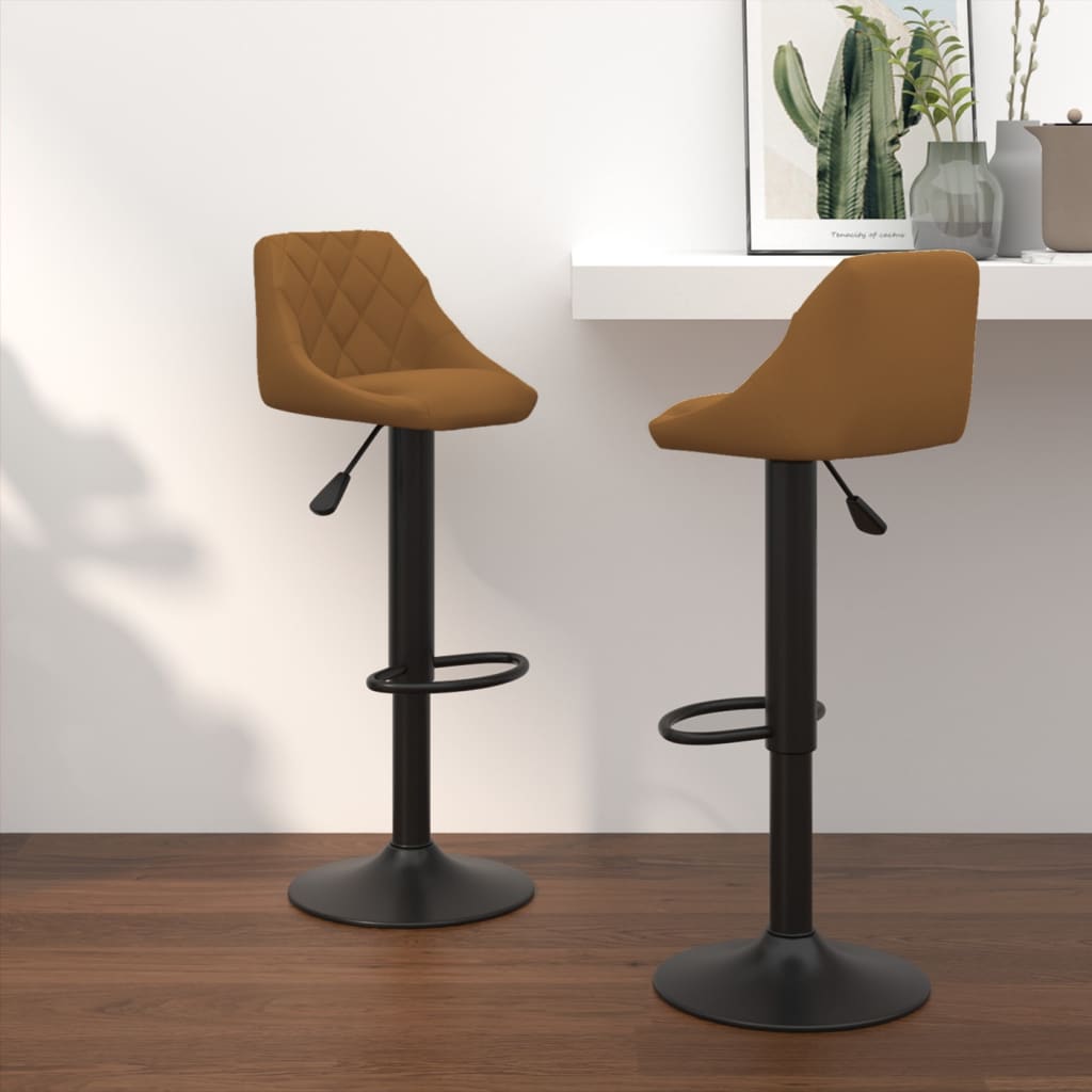 vidaXL Barové stoličky 2 ks hnedé zamatové 