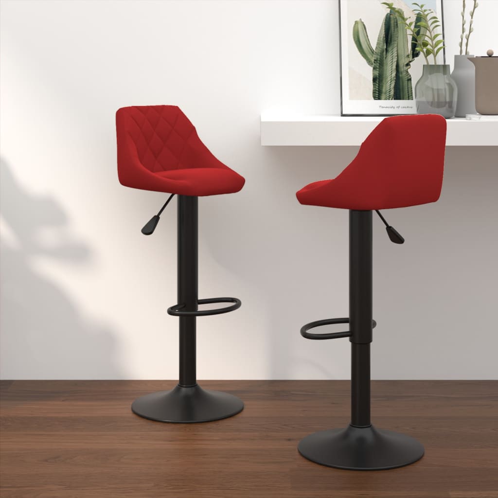 vidaXL Barové stoličky 2 ks vínovo-červené zamatové 
