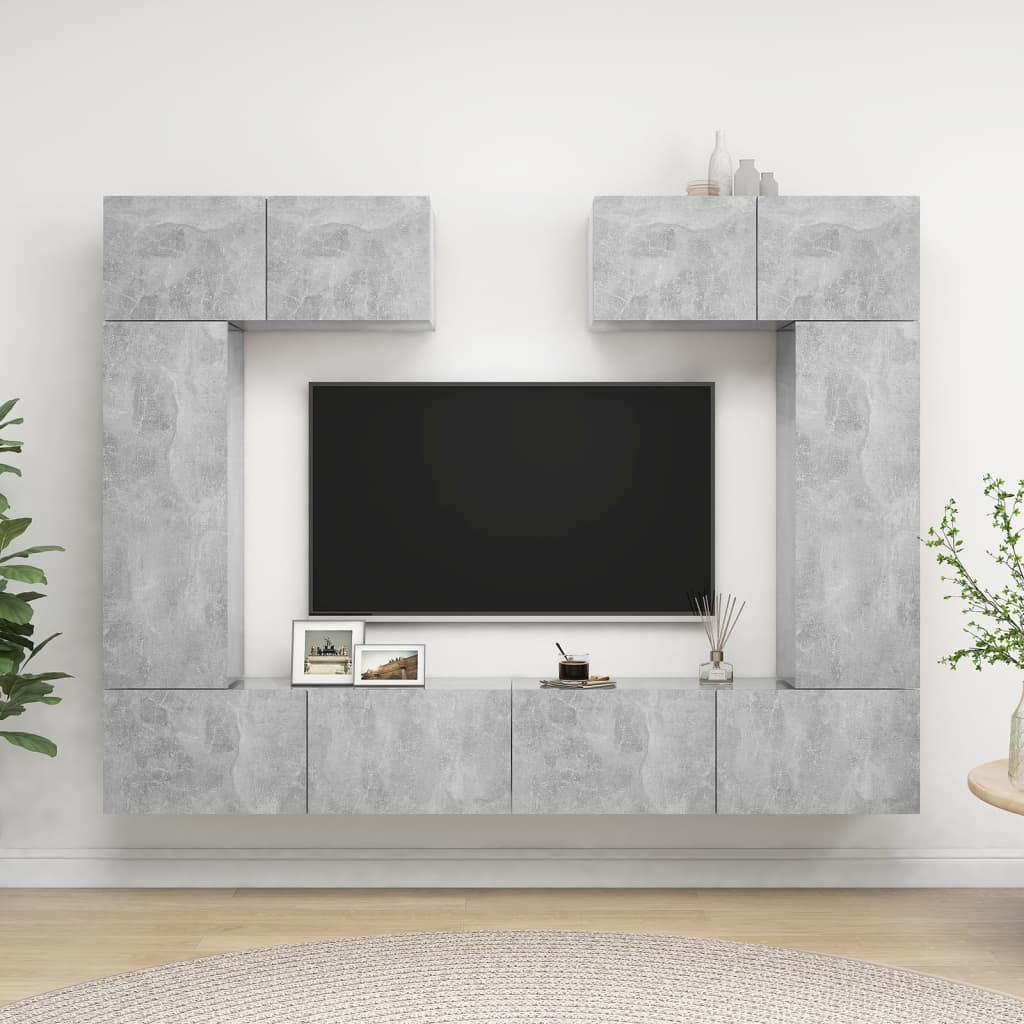 vidaXL 6-dielna súprava TV skriniek betónová sivá drevotrieska