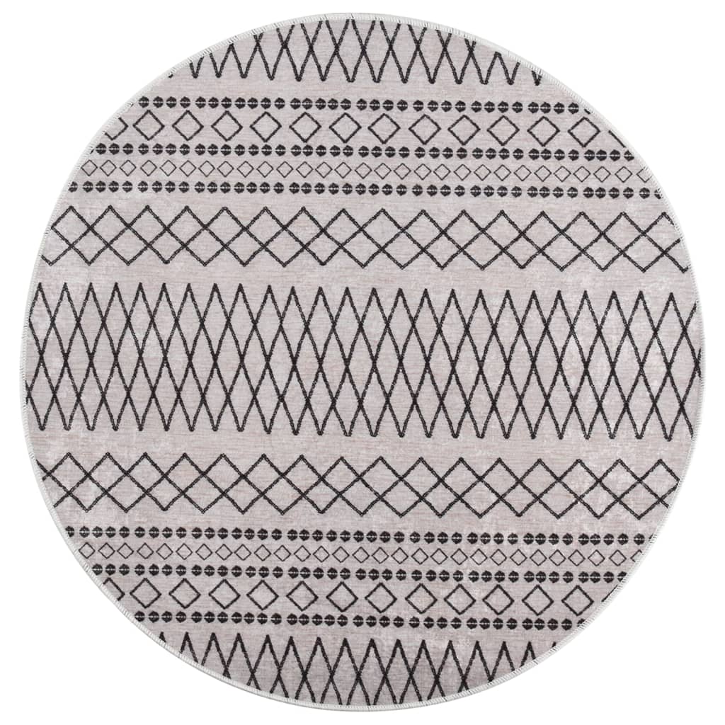 vidaXL Prateľný koberec φ120 cm čierno-biely protišmykový