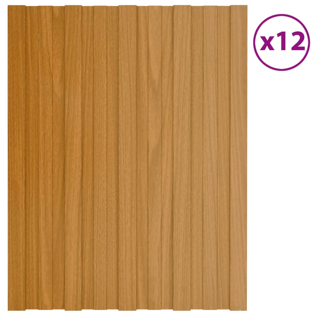 vidaXL Strešné panely 12 ks pozinkovaná oceľ bledé drevo 60x45 cm