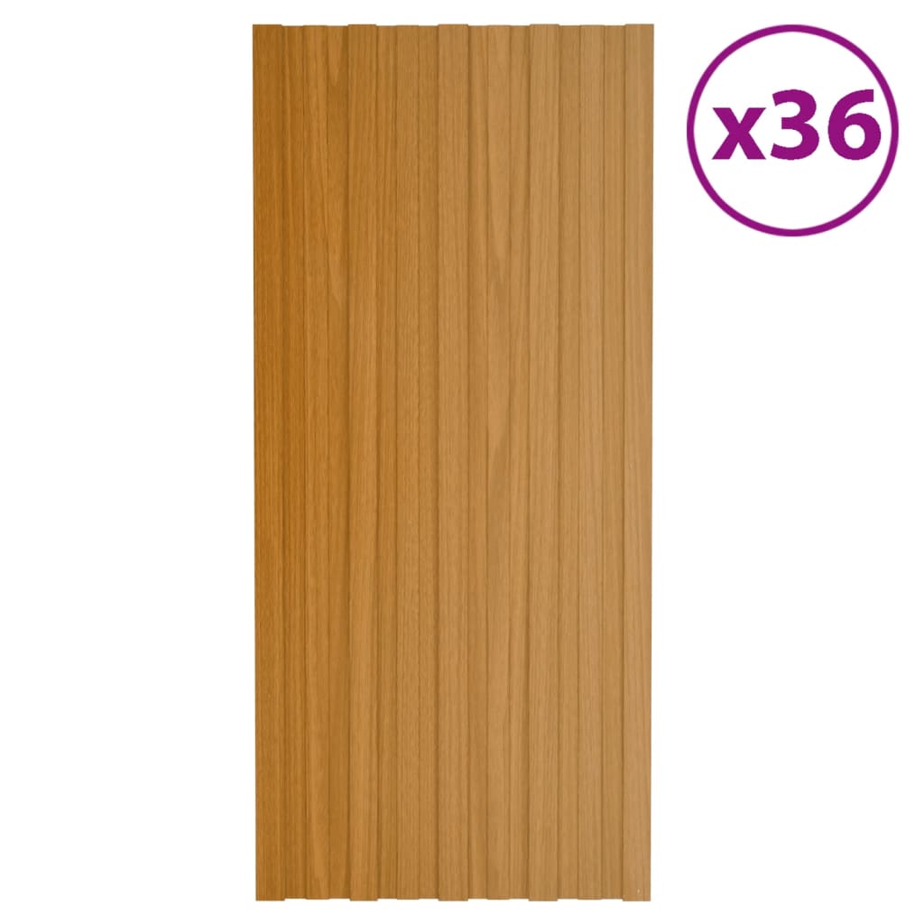 vidaXL Strešné panely 36 ks pozinkovaná oceľ bledé drevo 100x45 cm