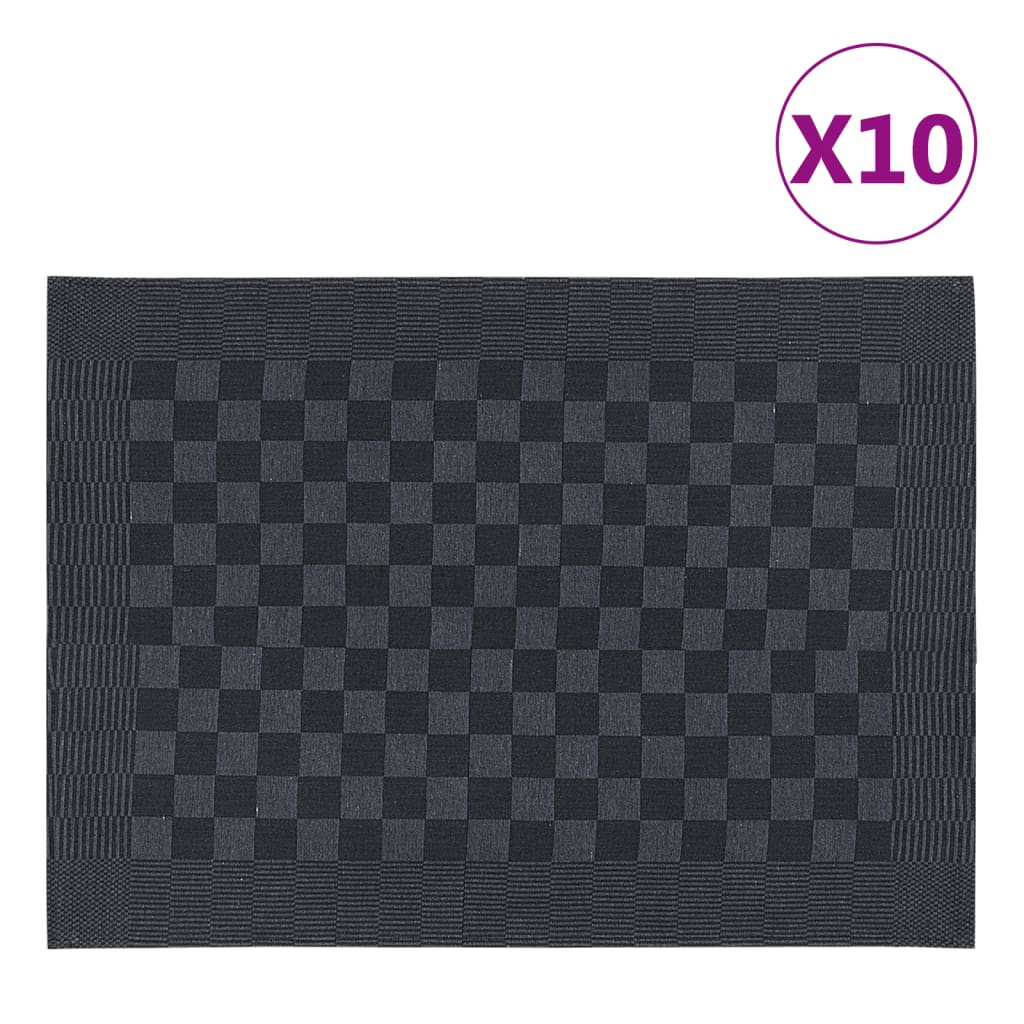 vidaXL Kuchynské utierky 10 ks čierno-šedé 50x70 cm bavlna