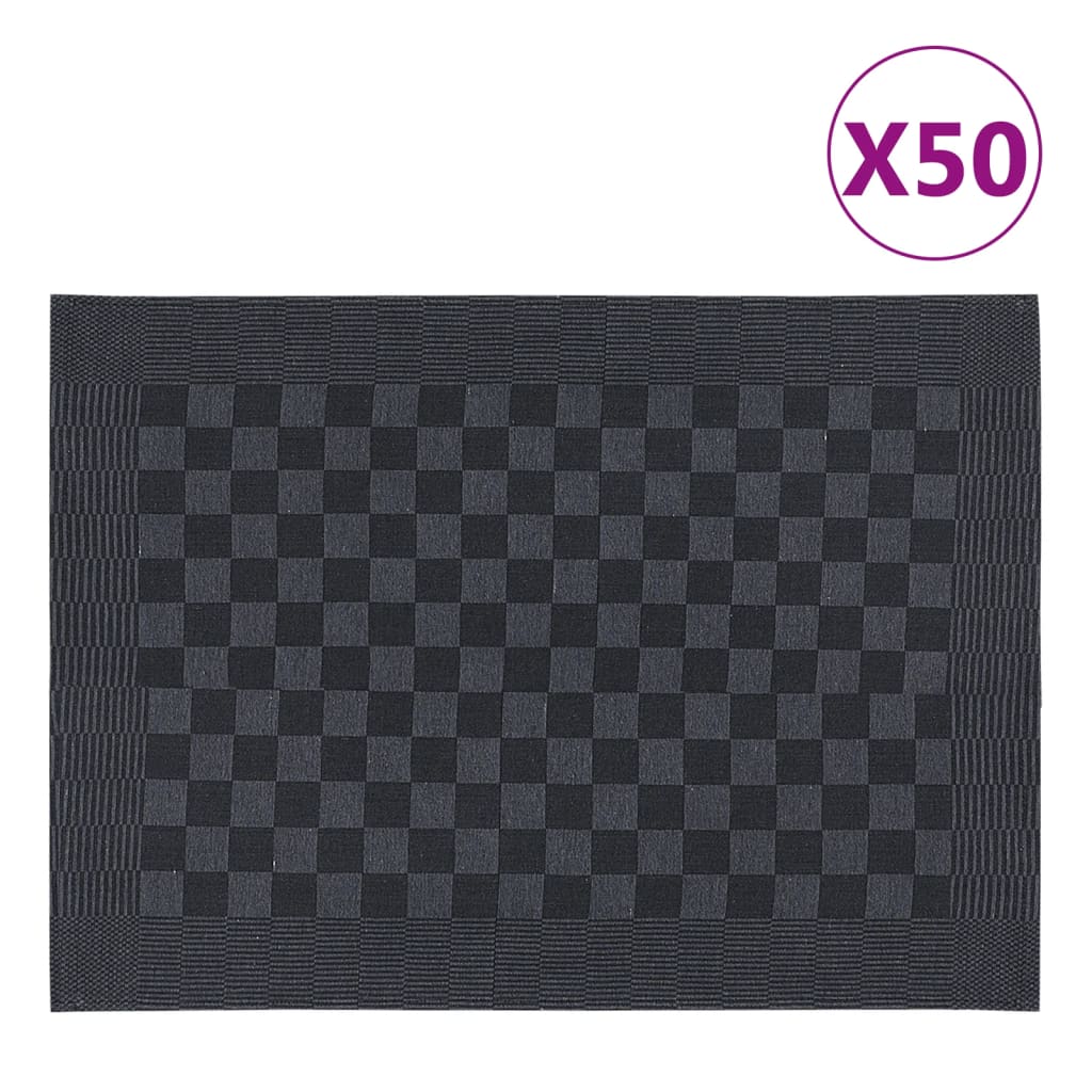 vidaXL Kuchynské utierky 50 ks čierno-šedé 50x70 cm bavlna