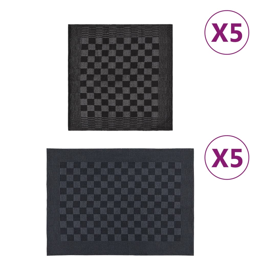 vidaXL 10-dielna súprava uterákov čierno-sivá bavlna