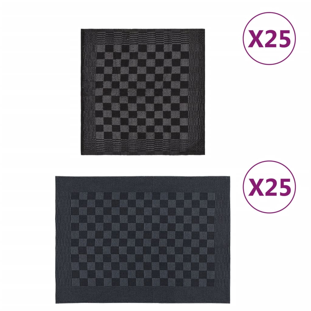 vidaXL 50-dielna súprava uterákov čierno-sivá bavlna