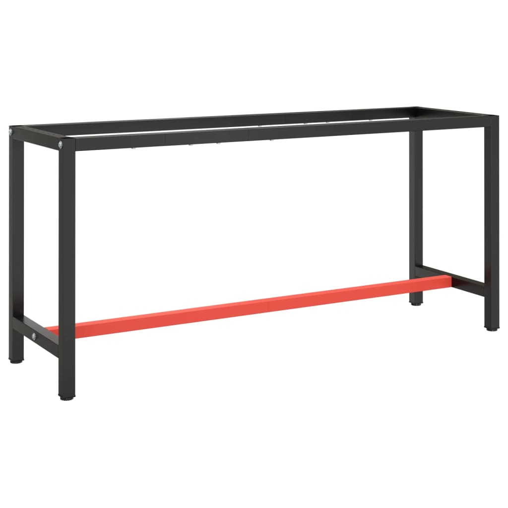 vidaXL Rám pracovného stola matný čierny a matný červený 170x50x79 cm kov