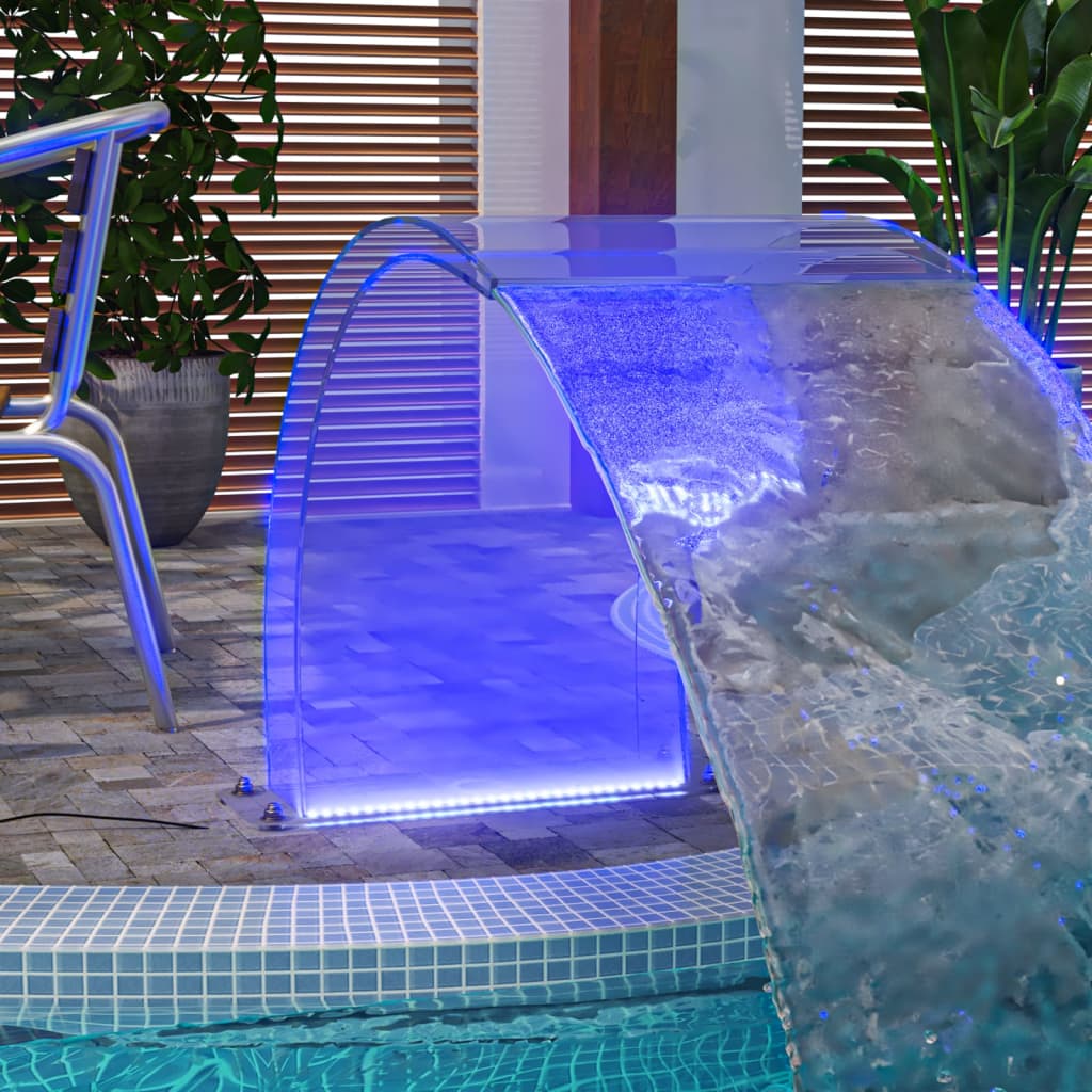 vidaXL Bazénová fontána s RGB LED a súpravou konektorov akryl 50 cm