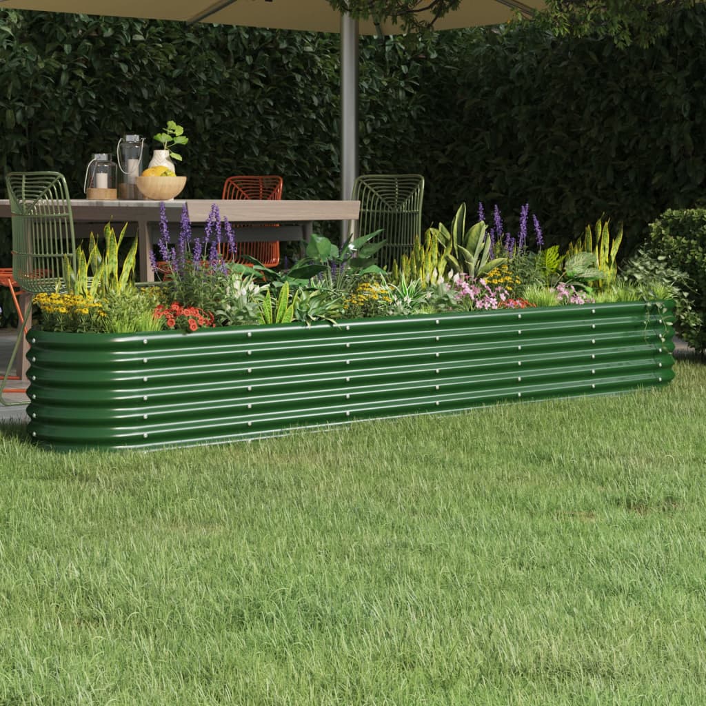 vidaXL Vyvýšený záhradný záhon práškovaná oceľ 260x40x36 cm zelený
