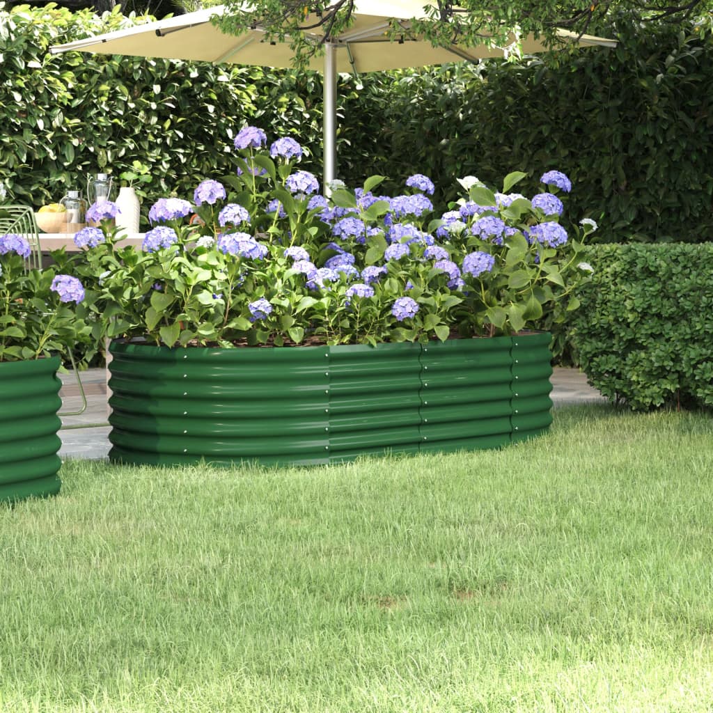 vidaXL Vyvýšený záhradný záhon práškovaná oceľ 152x80x36 cm zelený