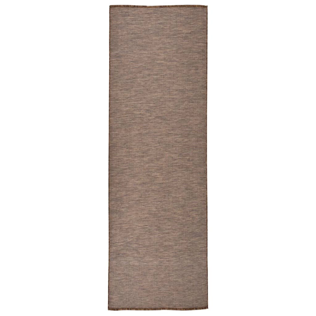 vidaXL Vonkajší koberec s plochým tkaním 80x250 cm hnedý