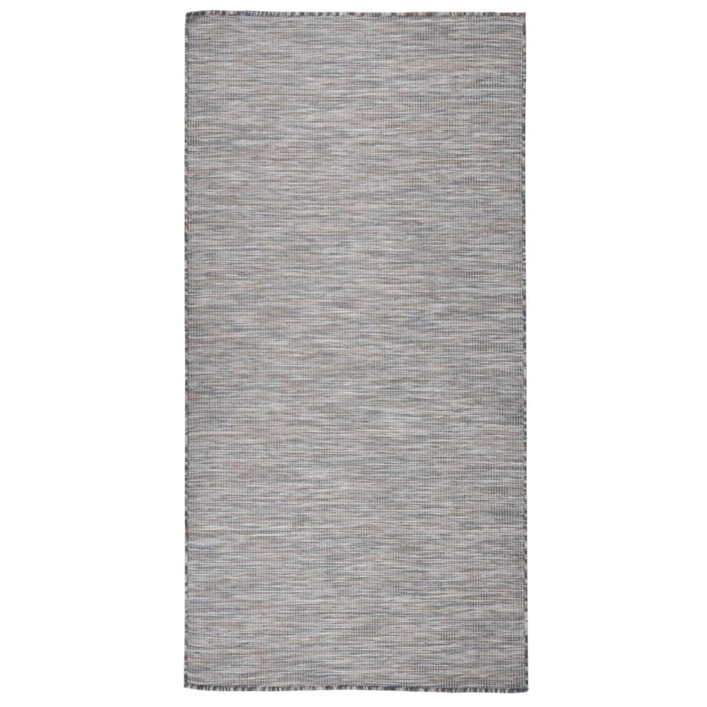vidaXL Vonkajší koberec s plochým tkaním 100x200 cm hnedý a čierny